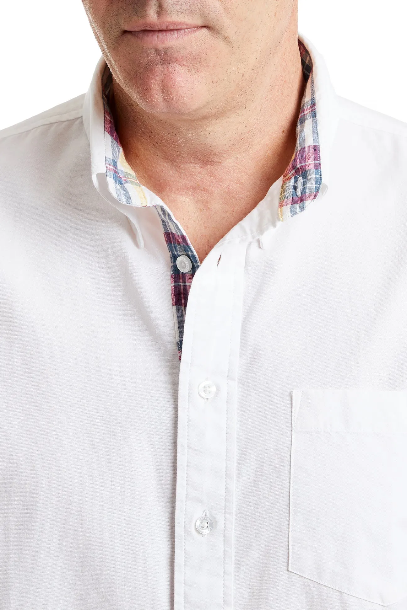 anti static coating UV Protective Coating Chase Shirt White Oxford with Lighthouse Madras Trim