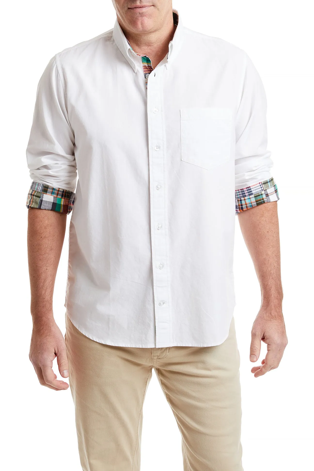 MoistureWicking Material Architectural Tailoring Chase Shirt White Oxford with Osterville Patch Madras
