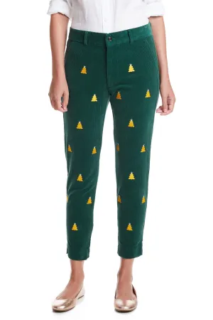 Beachcomber Corduroy Ankle Capri Hunter with Gold Tree and Silver Star Sporty Layers Fashionable Appeal