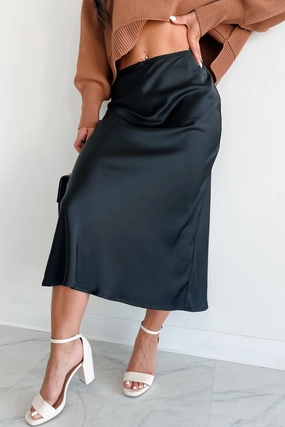 WaterproofTechnology Training Comfort Chic Endeavors Satin Midi Skirt (Black)