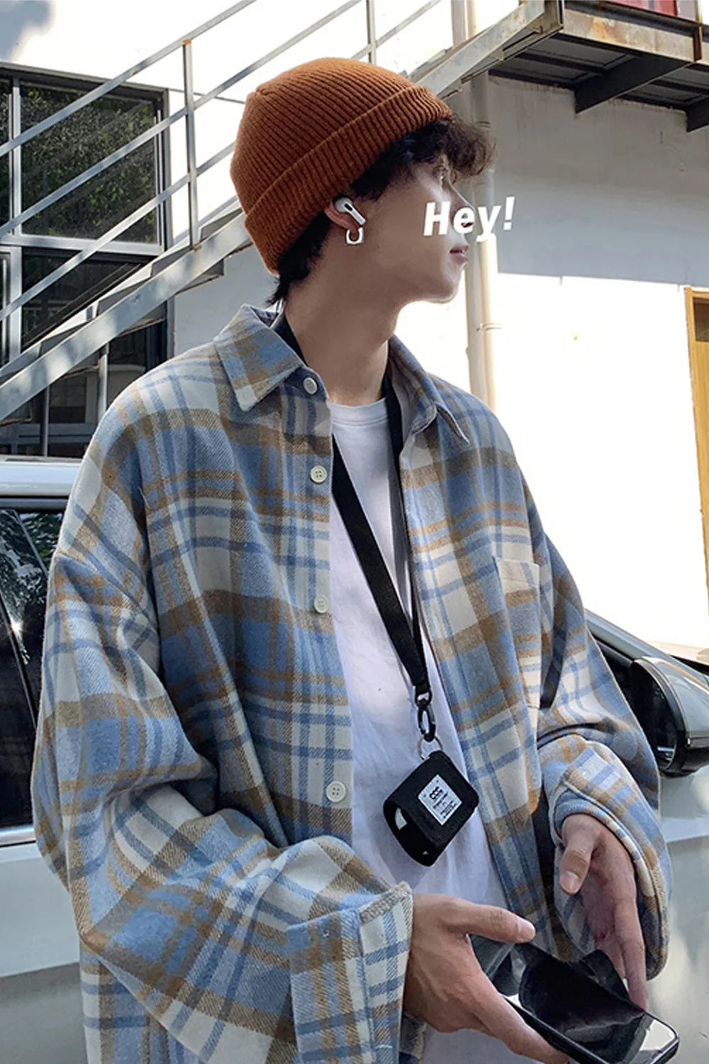 Chicmy-Graduation gift, Coachella Valley Music Festival Look,Long Sleeve Thickened Woolen Plaid Men Shirt