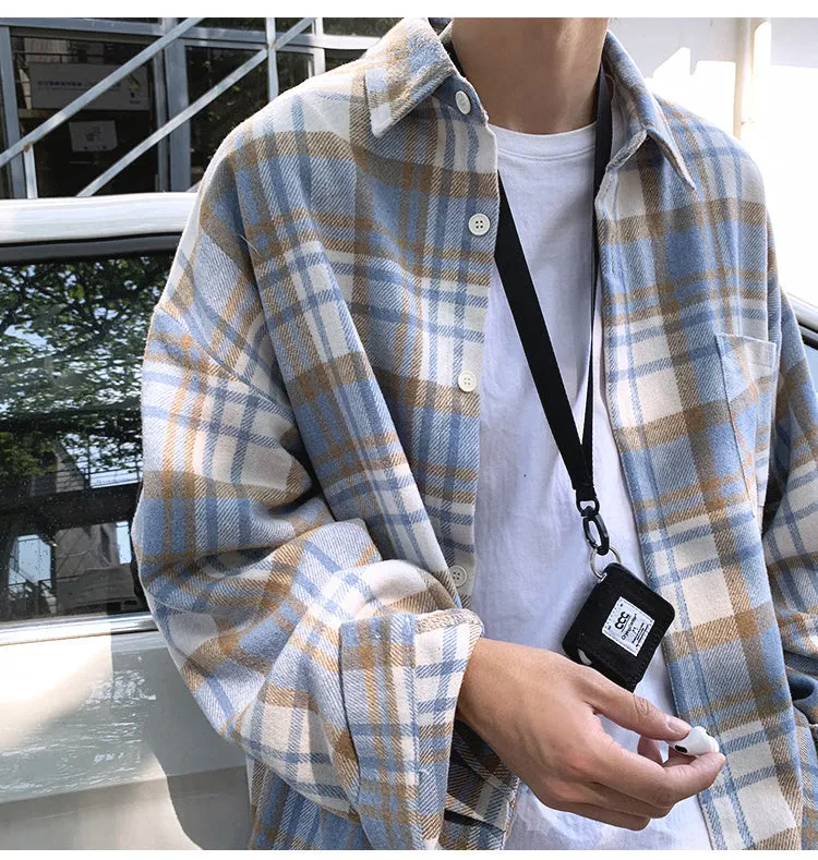 Chicmy-Graduation gift, Coachella Valley Music Festival Look,Long Sleeve Thickened Woolen Plaid Men Shirt