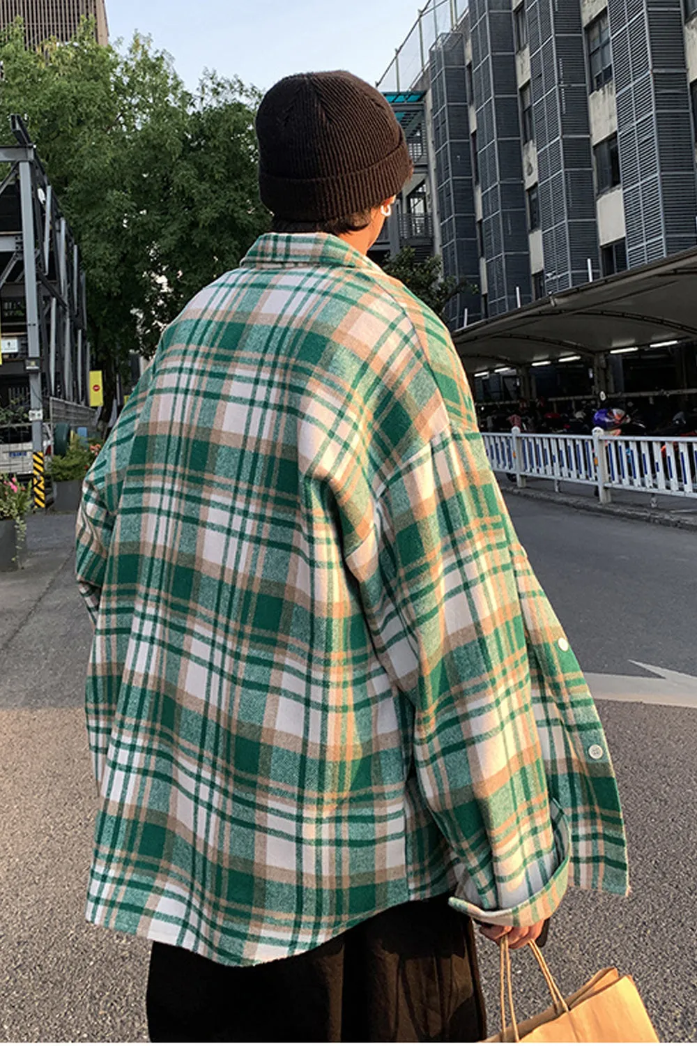 Chicmy-Graduation gift, Coachella Valley Music Festival Look,Long Sleeve Thickened Woolen Plaid Men Shirt