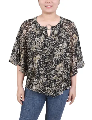 Chiffon Poncho Top With Ring Soft touch finish