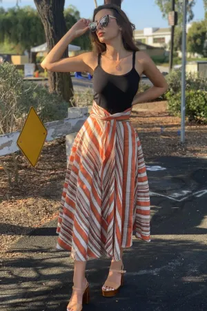 Textured Surface Vanderbilt Skirt - Orange Dreamsicle