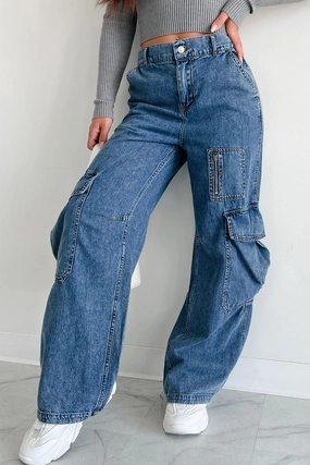 Summit Baggy Cargo Jeans (Dark Denim) FlexibleMobilityDesign Anti Pilling Treatment