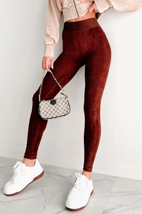 Weather Ready No Fuss Chill Vibes Textured Seamless Leggings (Brown)