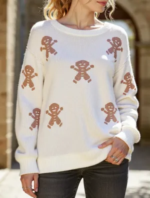 Christmas cartoon embroidered crew neck sweater NonPill Surface Treatment Soft Brushed Lining