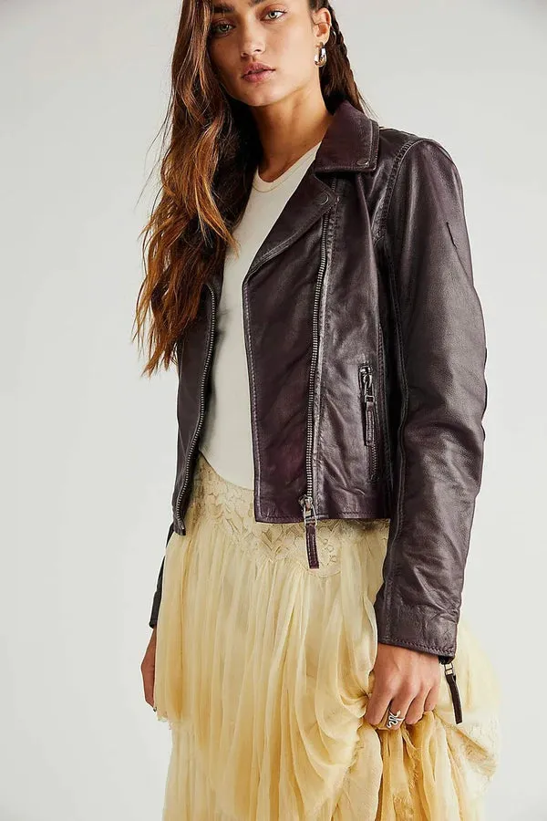 Christy Leather Jacket Black Cherry