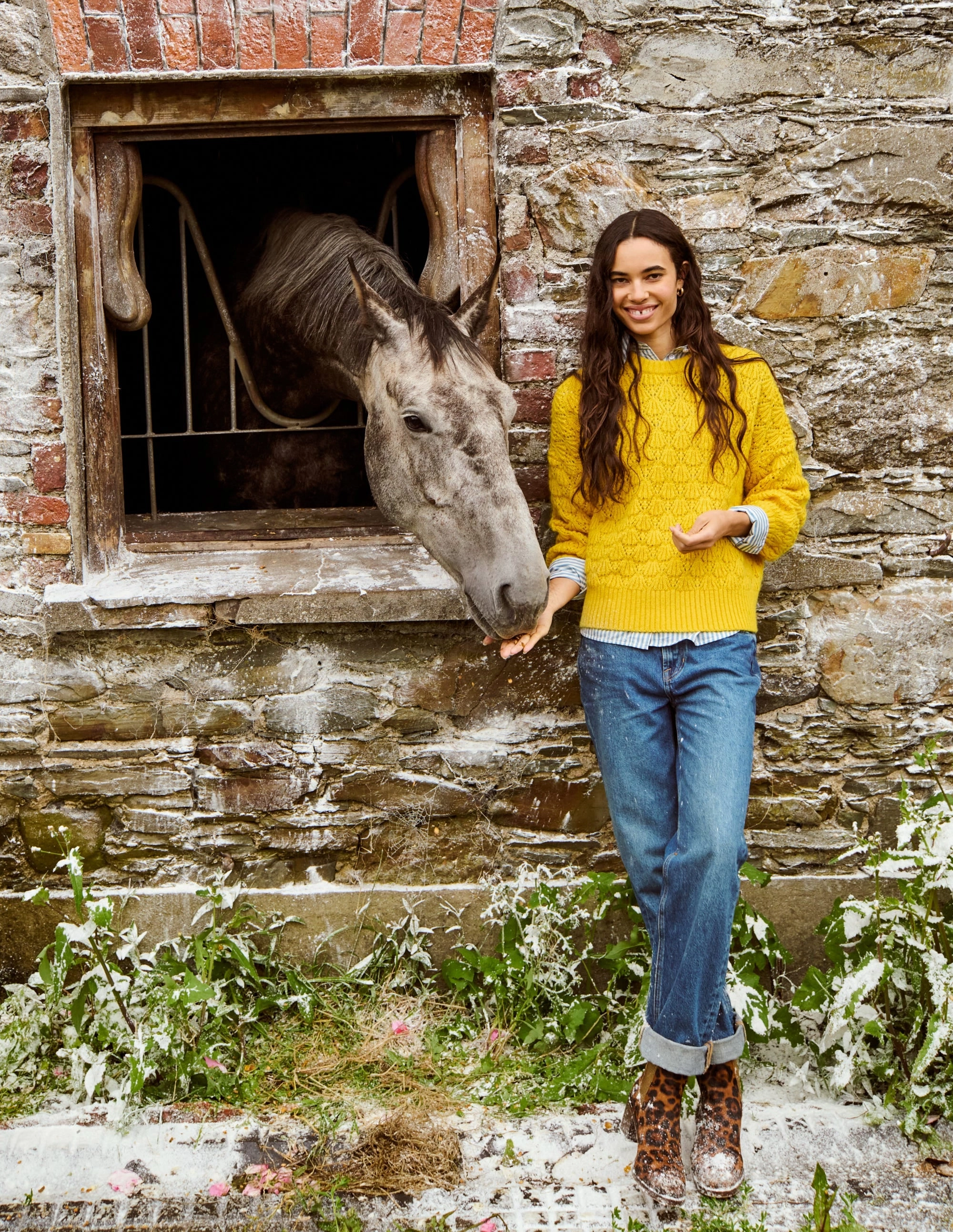 Home Style Chunky Pointelle Jumper-Pineapple Yellow
