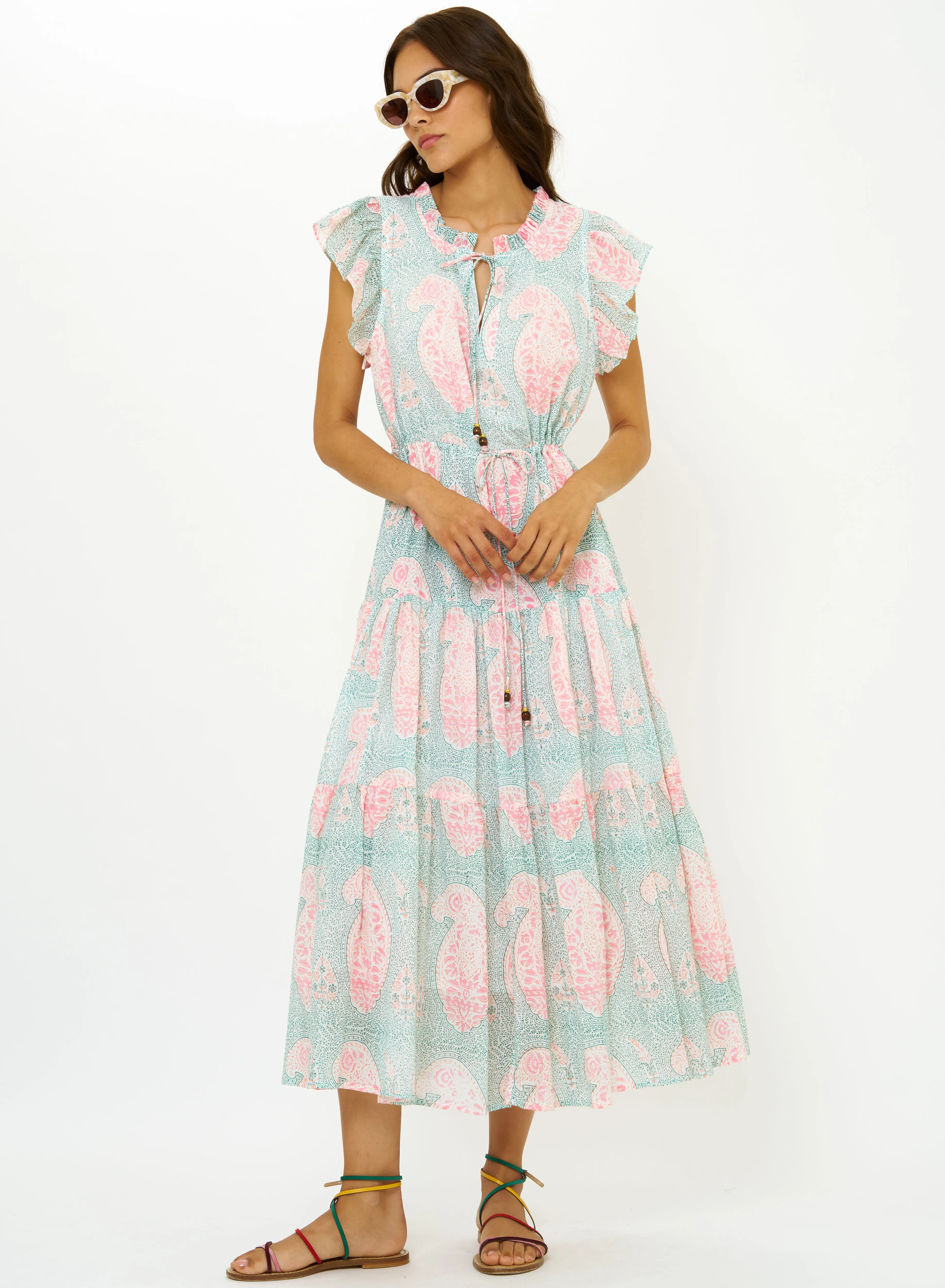 Cinched Flirty Midi Samode Green Sharp Mood Refined Form