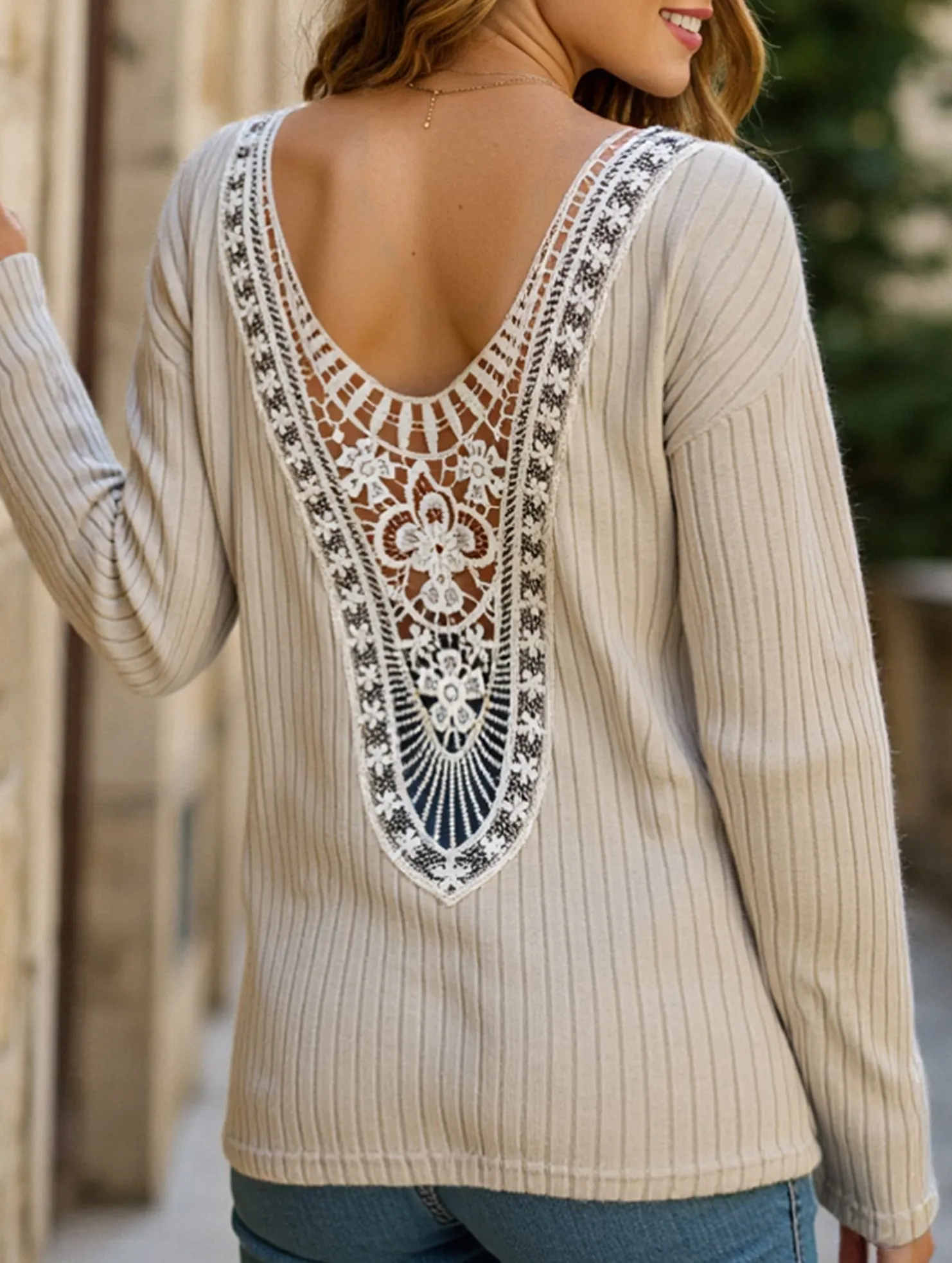 MinimalistDesign Tailored Placket Fashion loose knitted long-sleeved T-shirt
