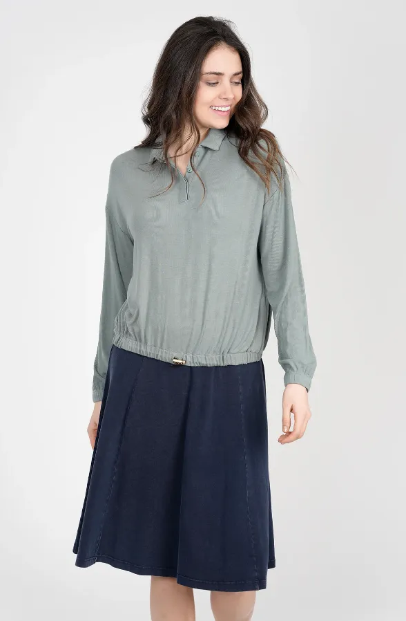Unclear Dark Denim Wash Panel Skirt SB3CYT2056S Detachable Detail