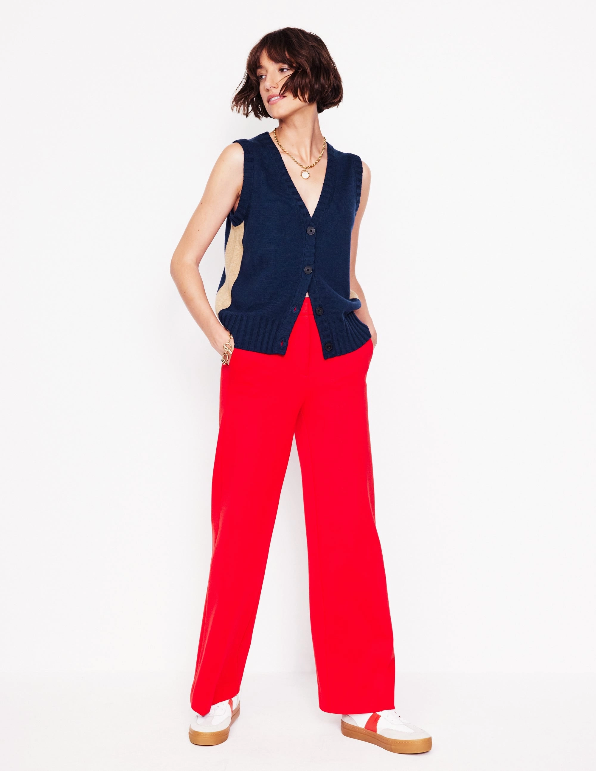 Fresh Layer ShapeRetention Fabric Zia Knitted Waistcoat-Navy