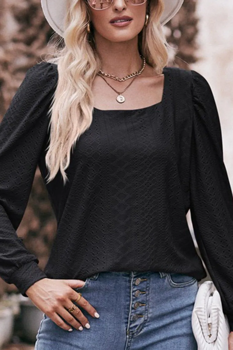 WOMEN U NECK EYELET FITTED CUFF TEE Everyday Jacket Sporty Sweatshirt