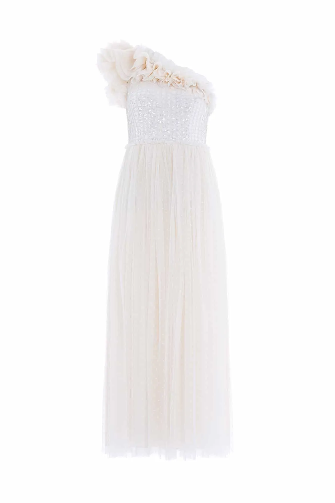 Refined Vibe summer breeze Raindrop Bodice One-Shoulder Ankle Gown