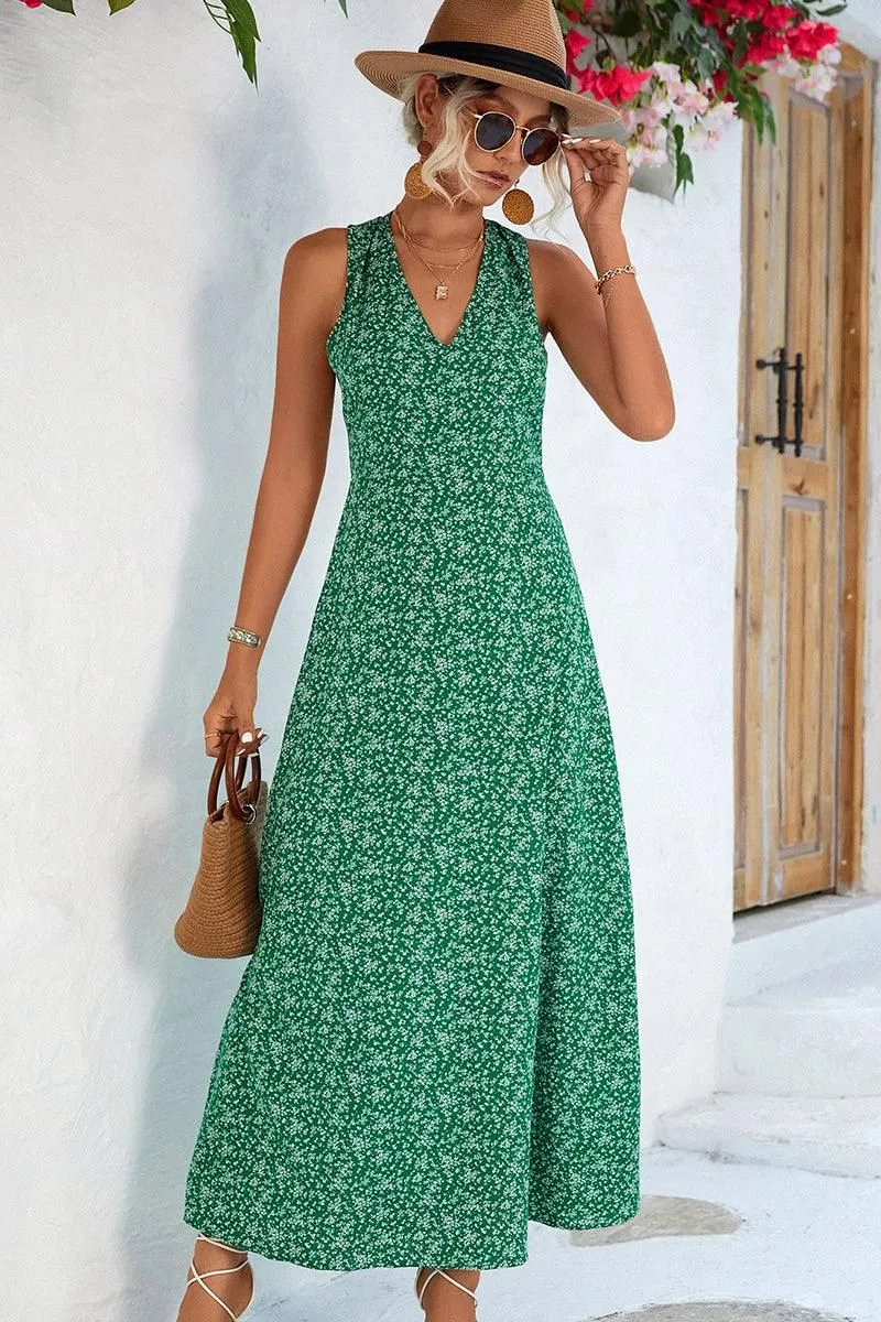 CUT OUT BACK DETAILED PATTERNED WOMEN DRESS EcoFriendlyDye
