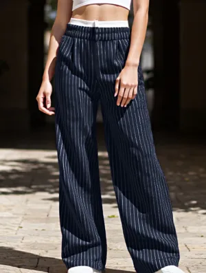 Sustainable Material Blend wrinkle free Simple high-waisted straight-leg pants