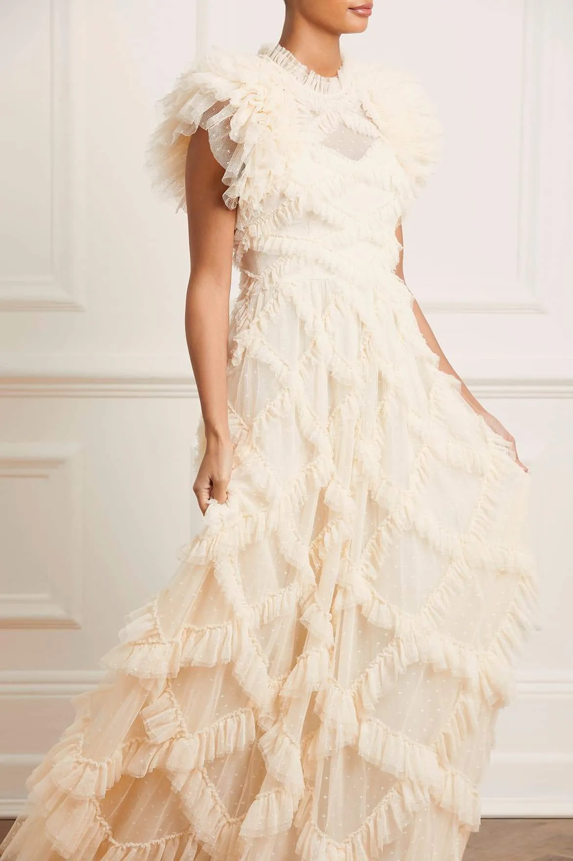 TemperatureRegulatingFabric SeamlessConstruction Genevieve Ruffle Gown