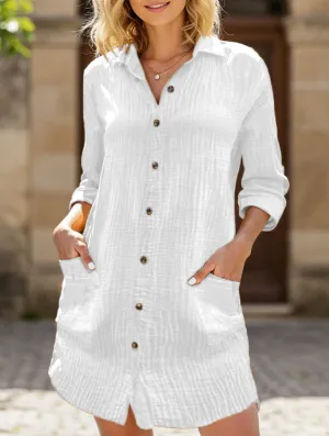 SoftTouchTexture Monochrome Mood Loose waist top solid color shirt dress