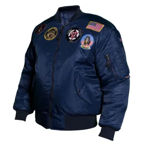Classic USA Nylon Hi Visibility Pilot Jacket with badges Blue/black MAI 1521F