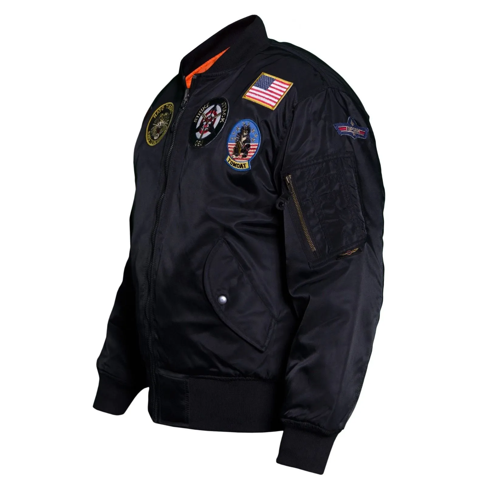 Classic USA Nylon Hi Visibility Pilot Jacket with badges Blue/black MAI 1521F