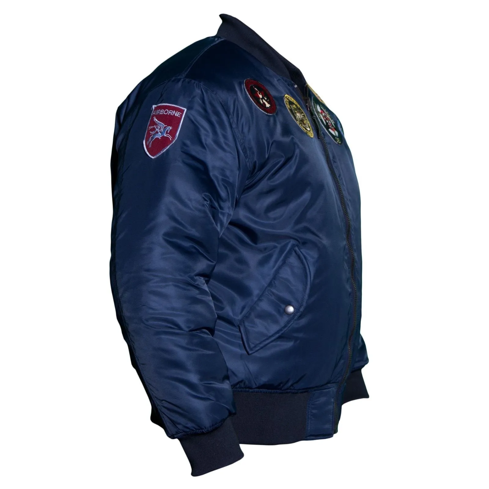 Classic USA Nylon Hi Visibility Pilot Jacket with badges Blue/black MAI 1521F