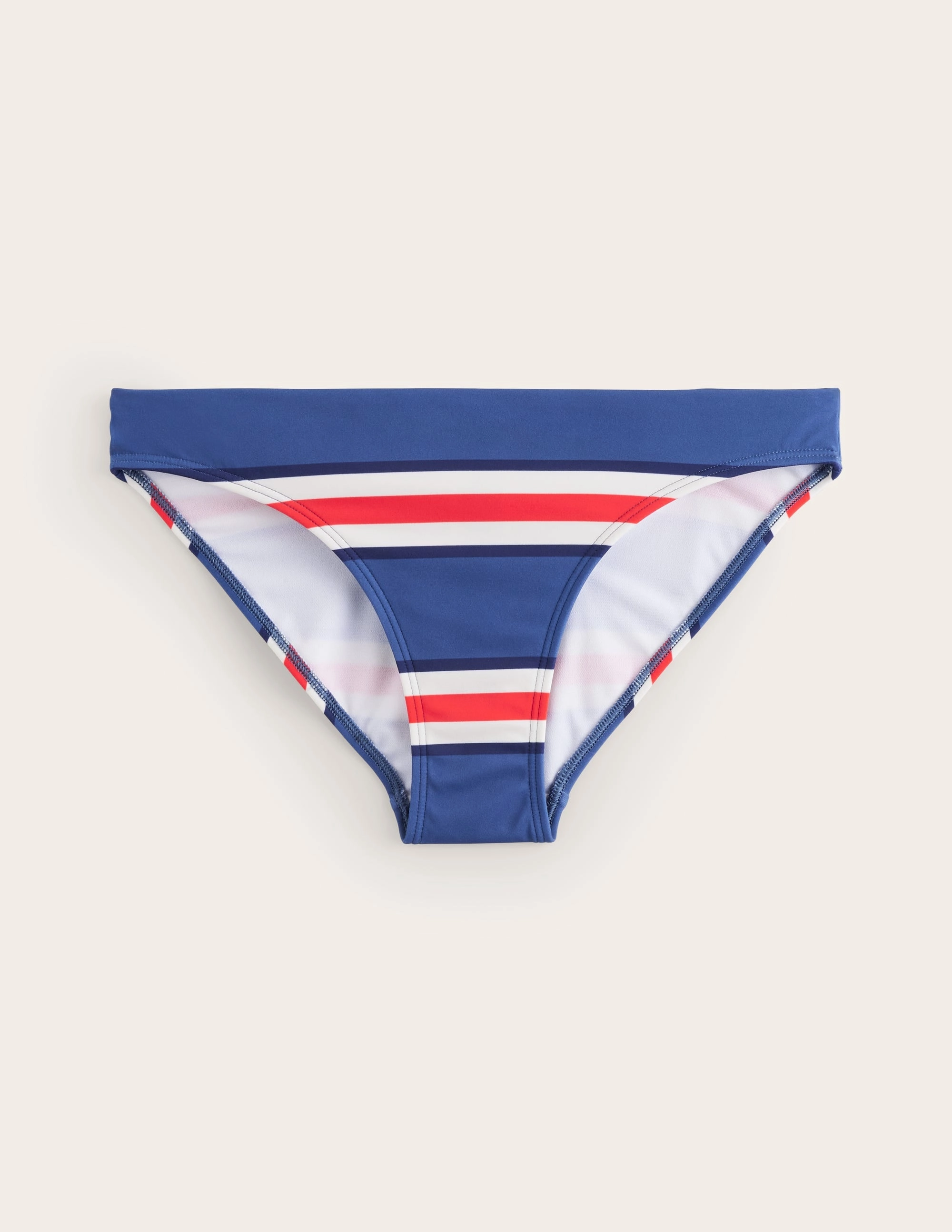 Classic Bikini Bottoms-Blue Jay, Poppy Red Stripe Modern-Silhouette Unisex Design