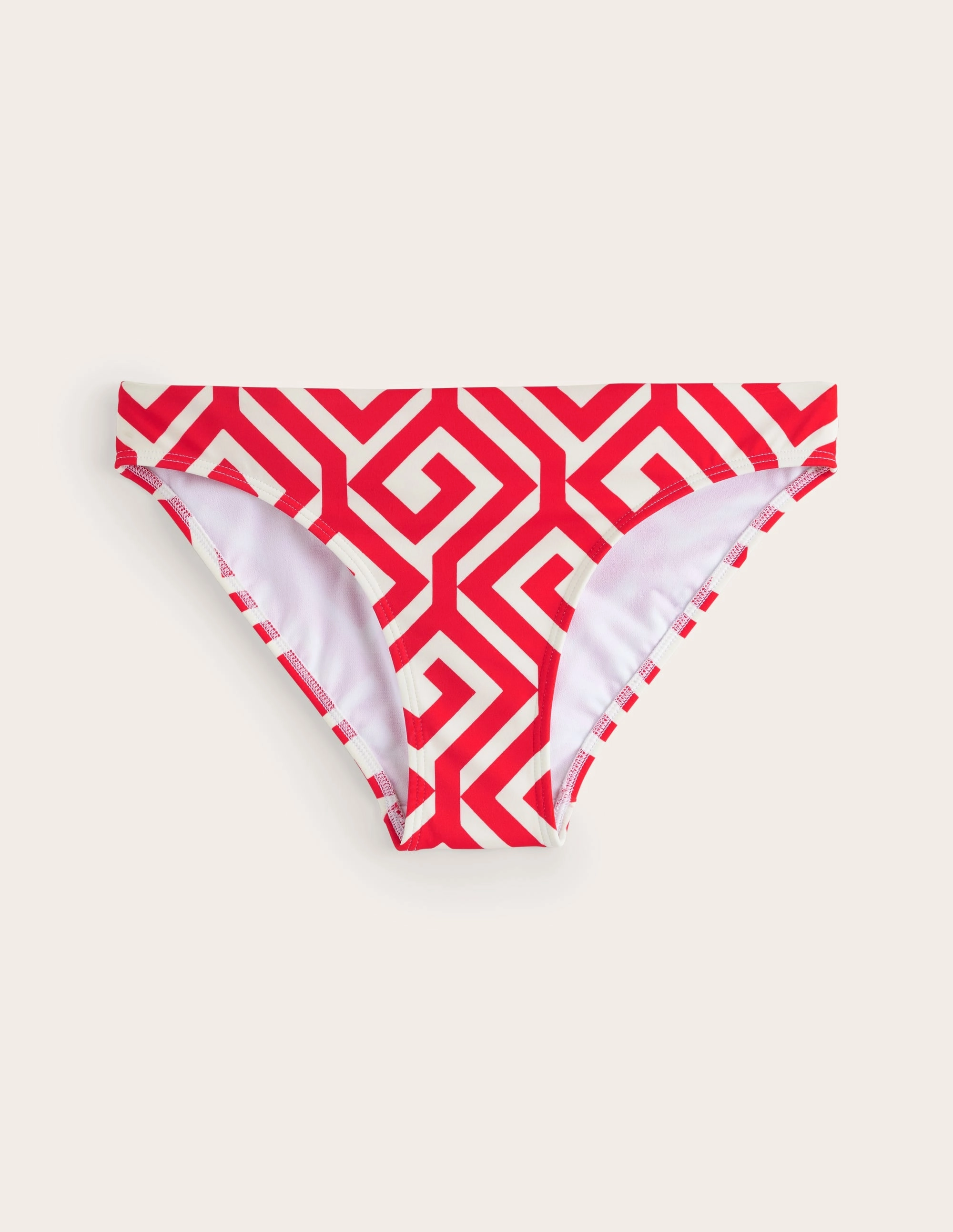 Flexible Boning Torsion Control Padding Classic Bikini Bottoms-Flame Scarlet, Maze