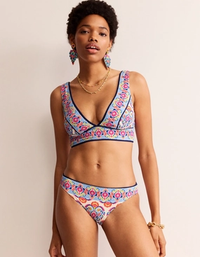 high waisted Classic Bikini Bottoms-Ivory, Flora Stamp