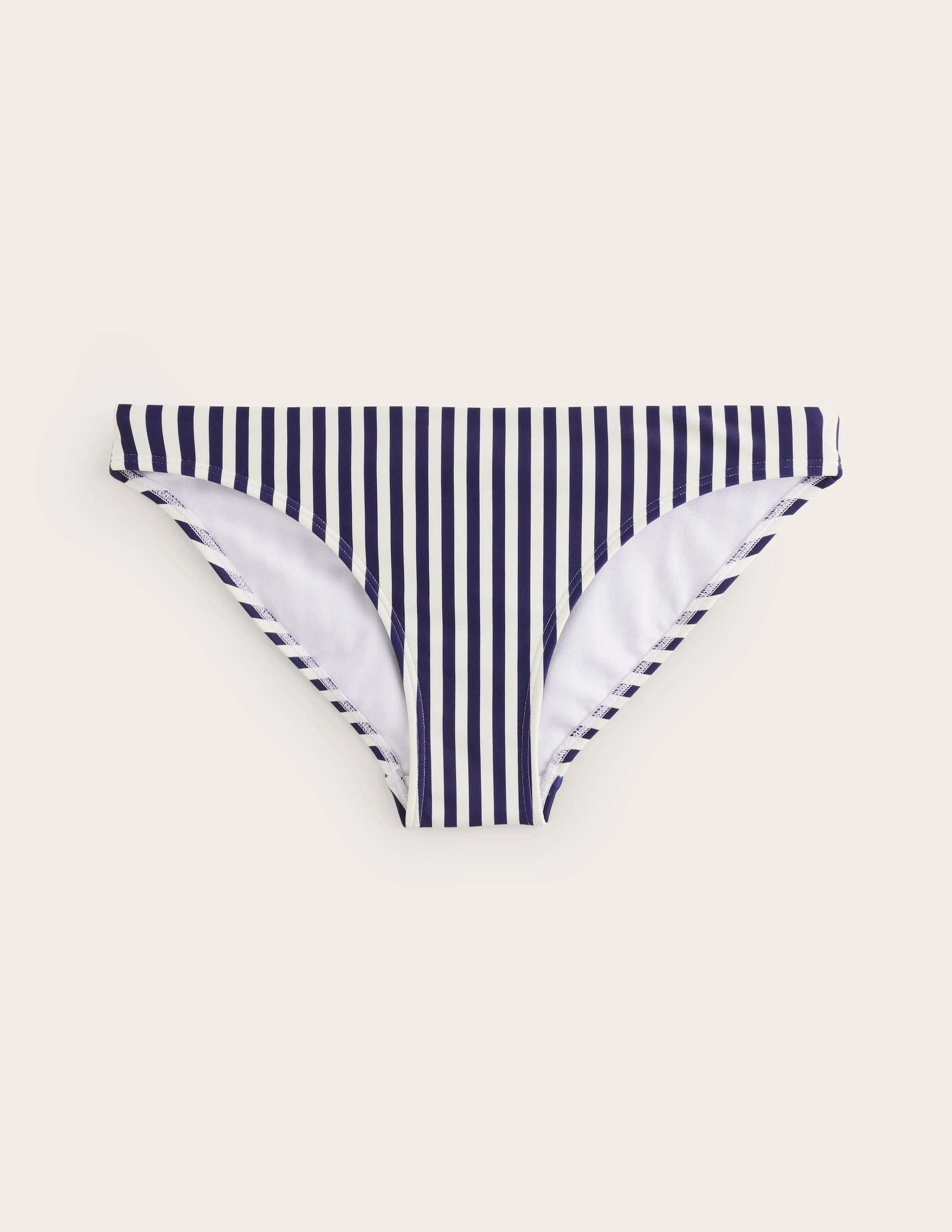 Classic Bikini Bottoms-Navy, Ivory Stripe Two-Tone Style Low Profile Hardware