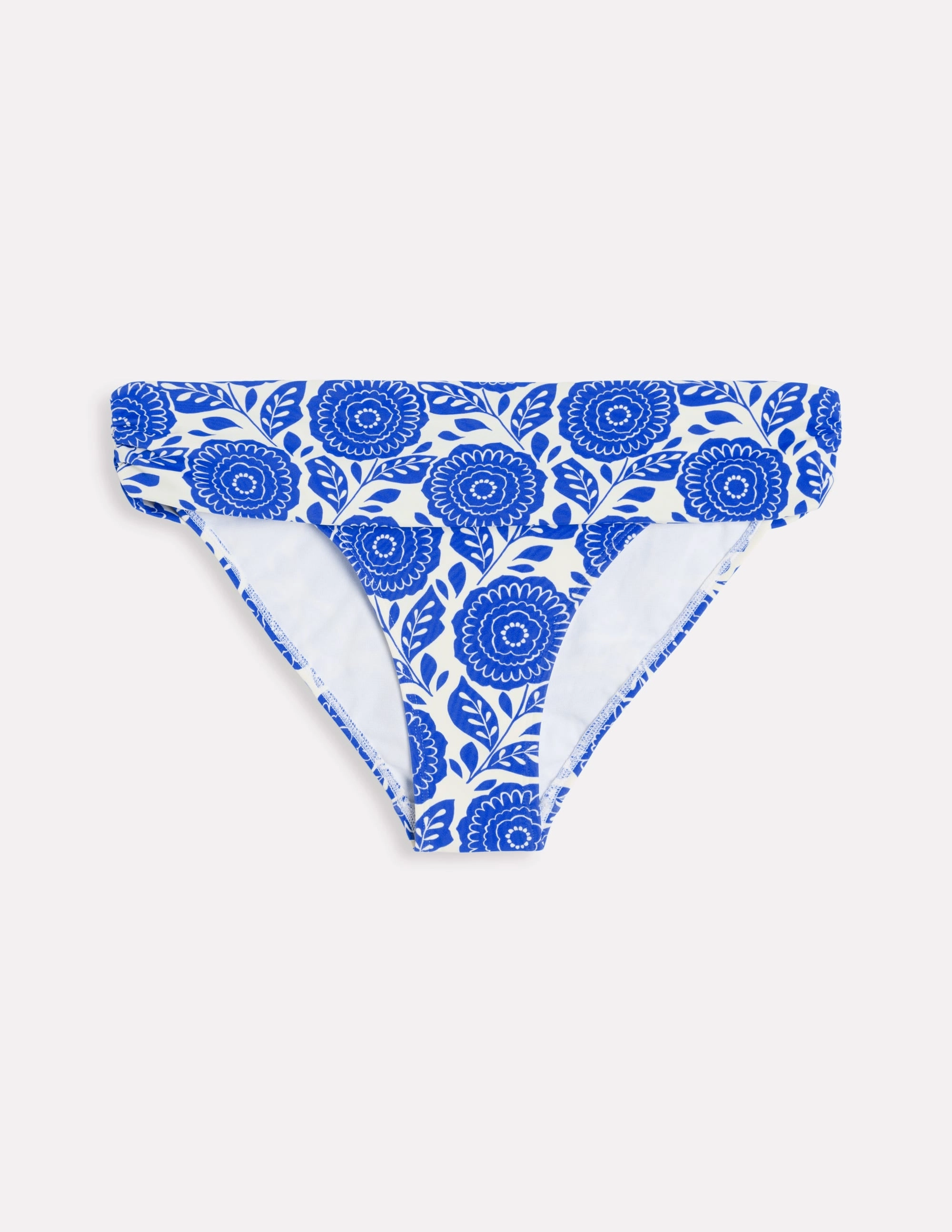 Classic Fold Bikini Bottoms-Blue Dahlia Stamp Subtle Glow Reversible design