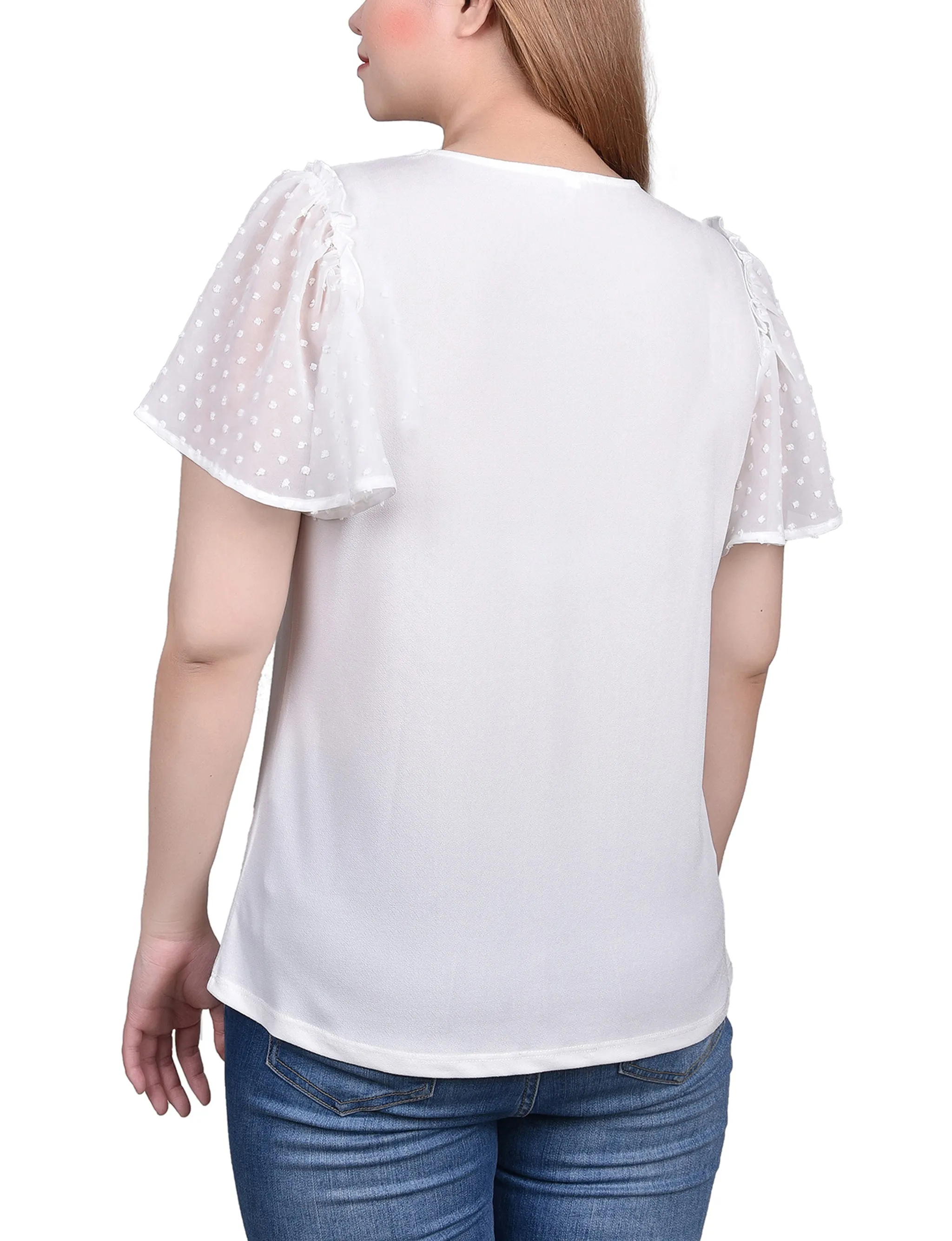 Clip Dot Flutter Sleeve Top Outdoor Apparel