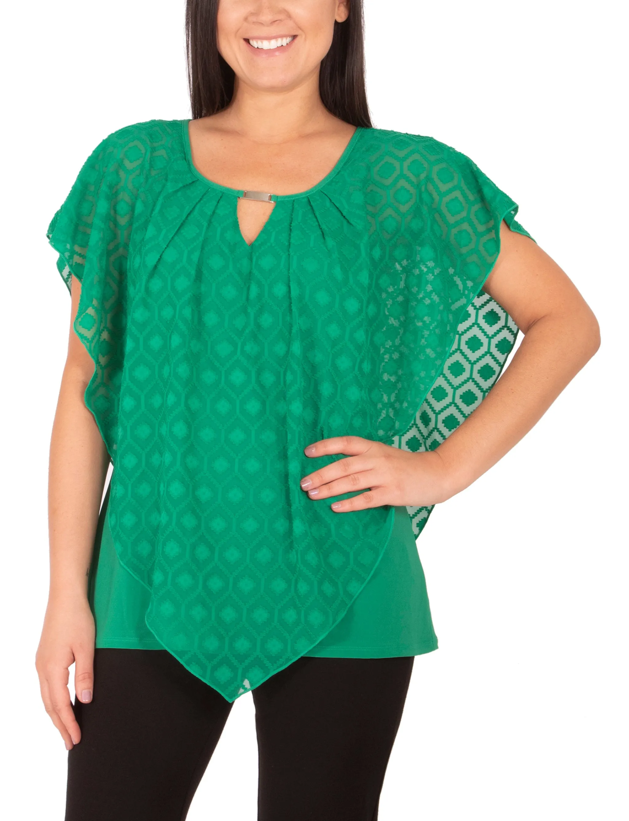 Abrasion Resistant Surface Clipdot Poncho Top With Hardware