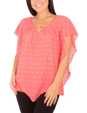 Clipdot Poncho Top With Hardware Buttonless Closure