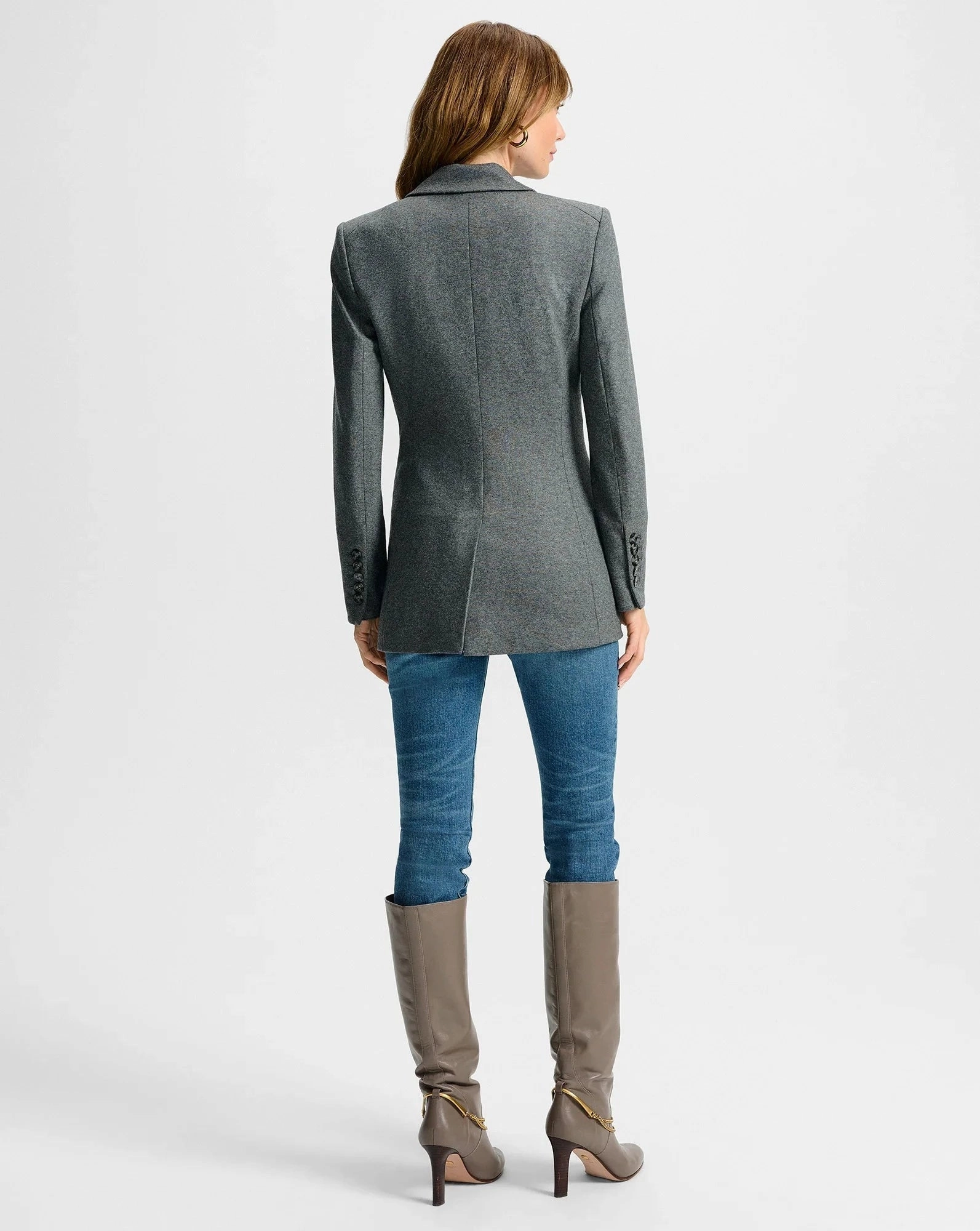 Ryanne Wool Jersey Jacket Medium Heather Grey Comfort Fit Silhouette