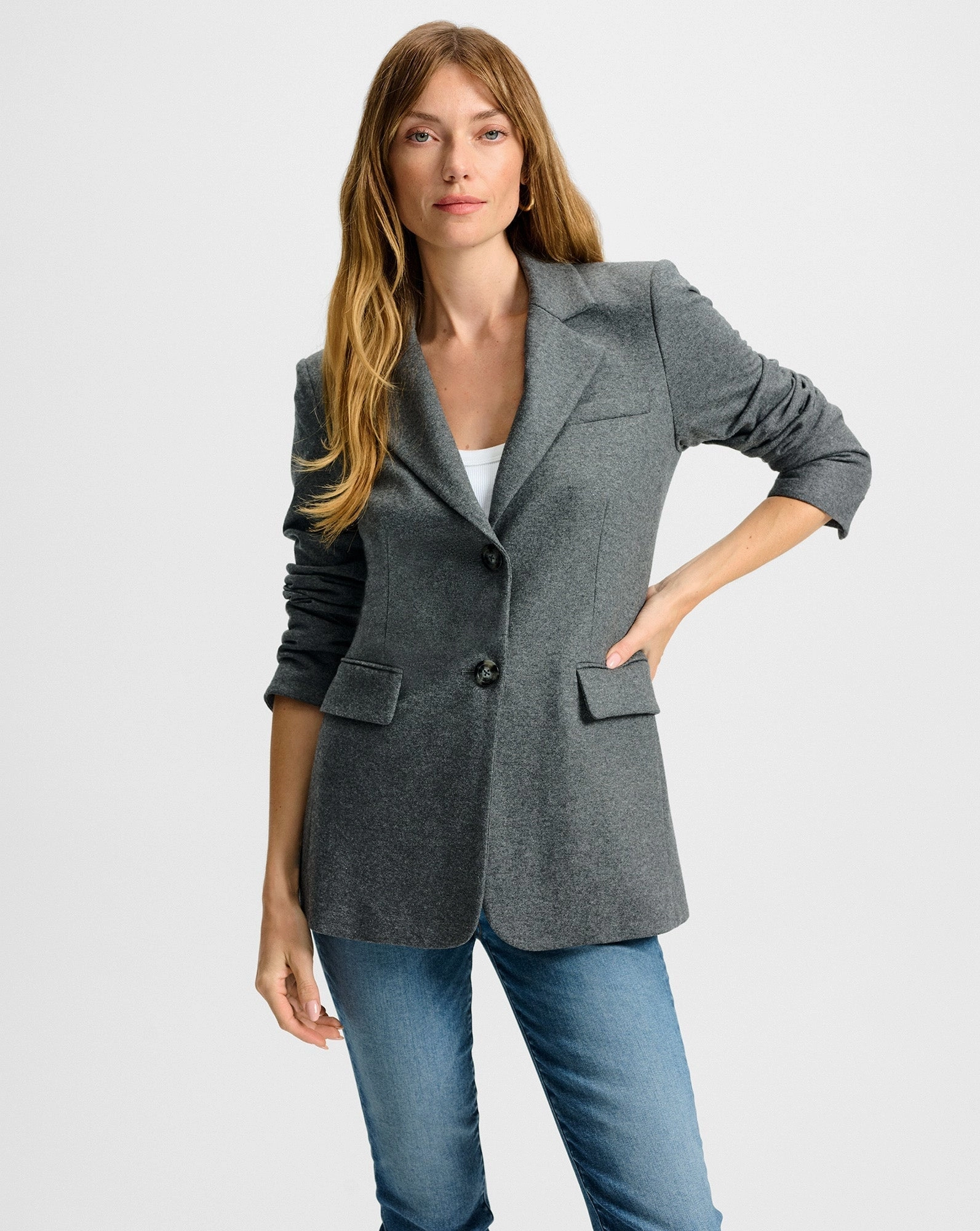 Hand washable Ryanne Wool Jersey Jacket Medium Heather Grey
