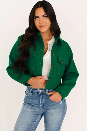 Winter Protection Multi Pocket System Soft But Savage Fleece Crop Jacket (Green)
