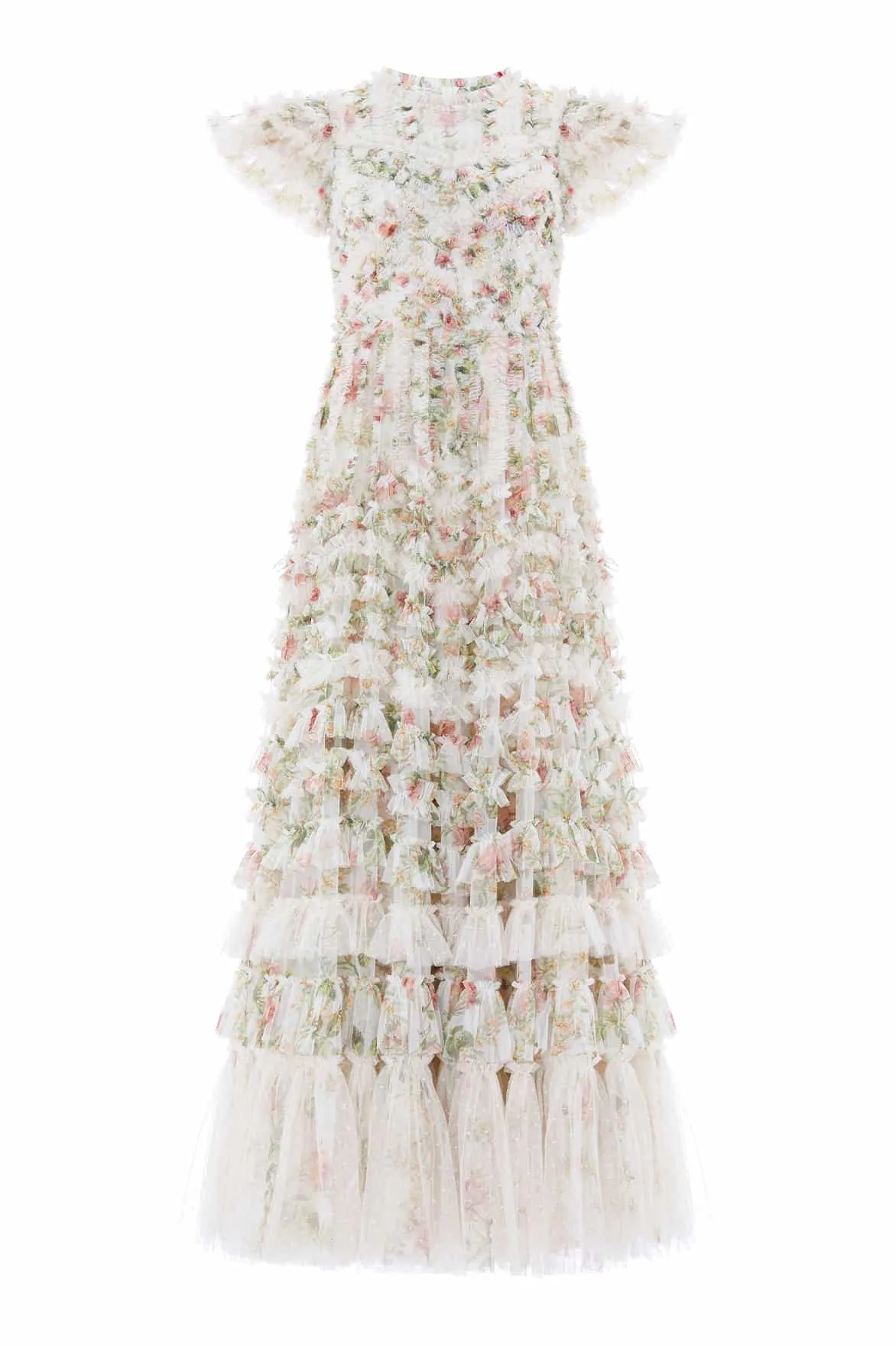Classic Waistband Graceful Ease Colette's La Vie En Rose Round Neck Short Sleeve Gown