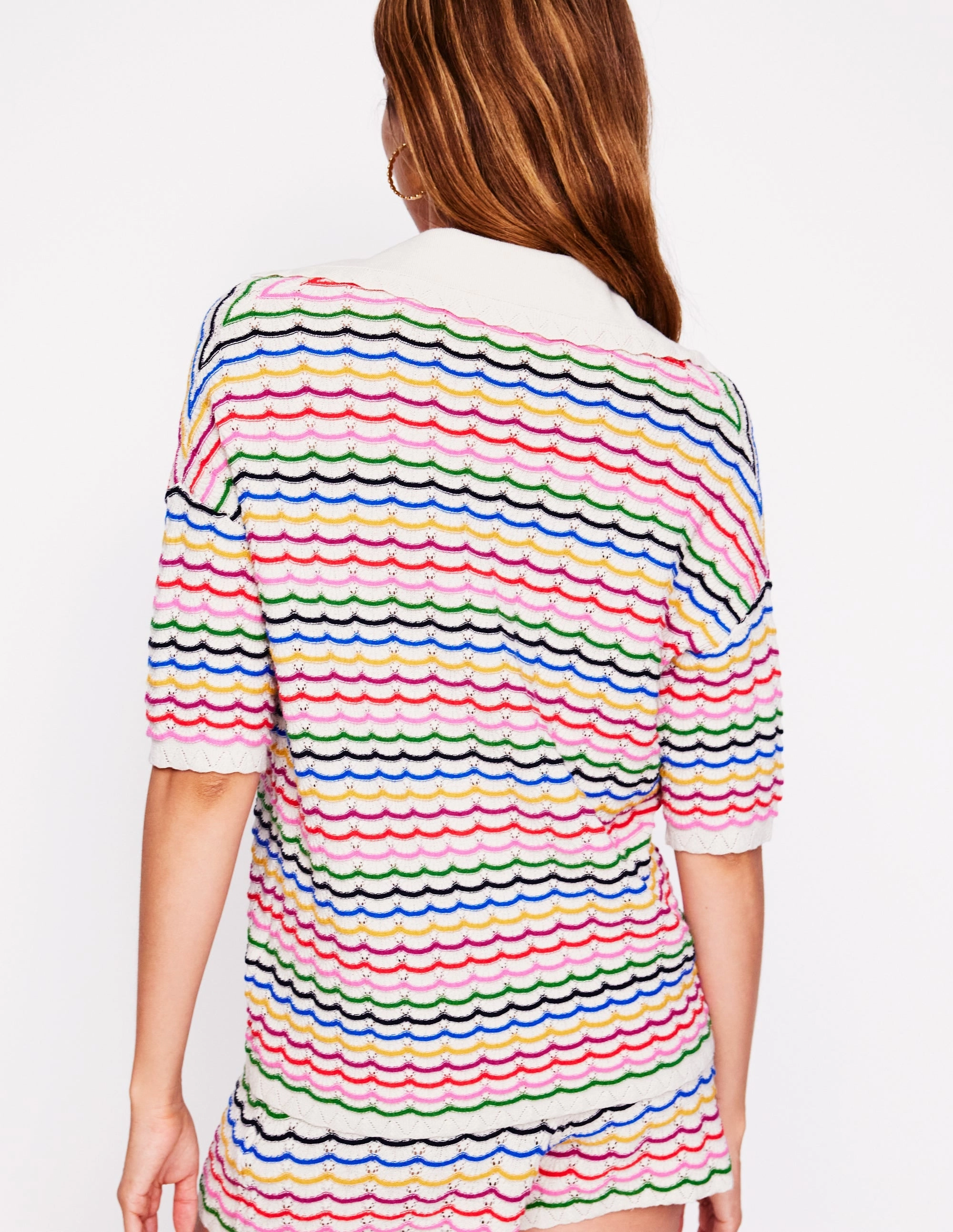 Anti Static Finish AntiPilling Finish Collared Henley Jumper-Multi, Rainbow