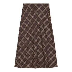 Midi Eggplant Midi Wool Plaid Skirt WB5CM1704SM Stylish Choice