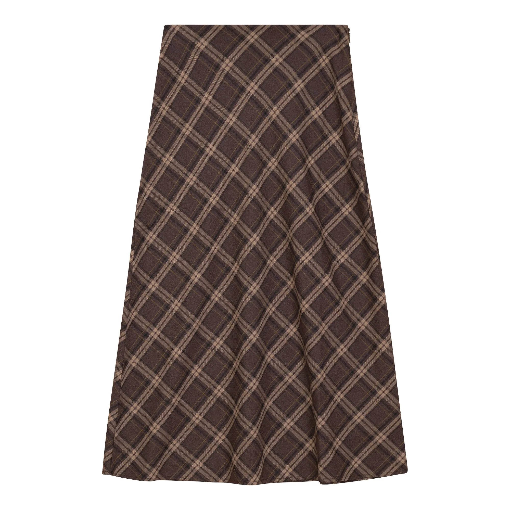 Midi Eggplant Midi Wool Plaid Skirt WB5CM1704SM Durable Stitching