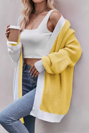 COLOR BLOCK OPEN FRONT CARDIGAN Reflective Detailing