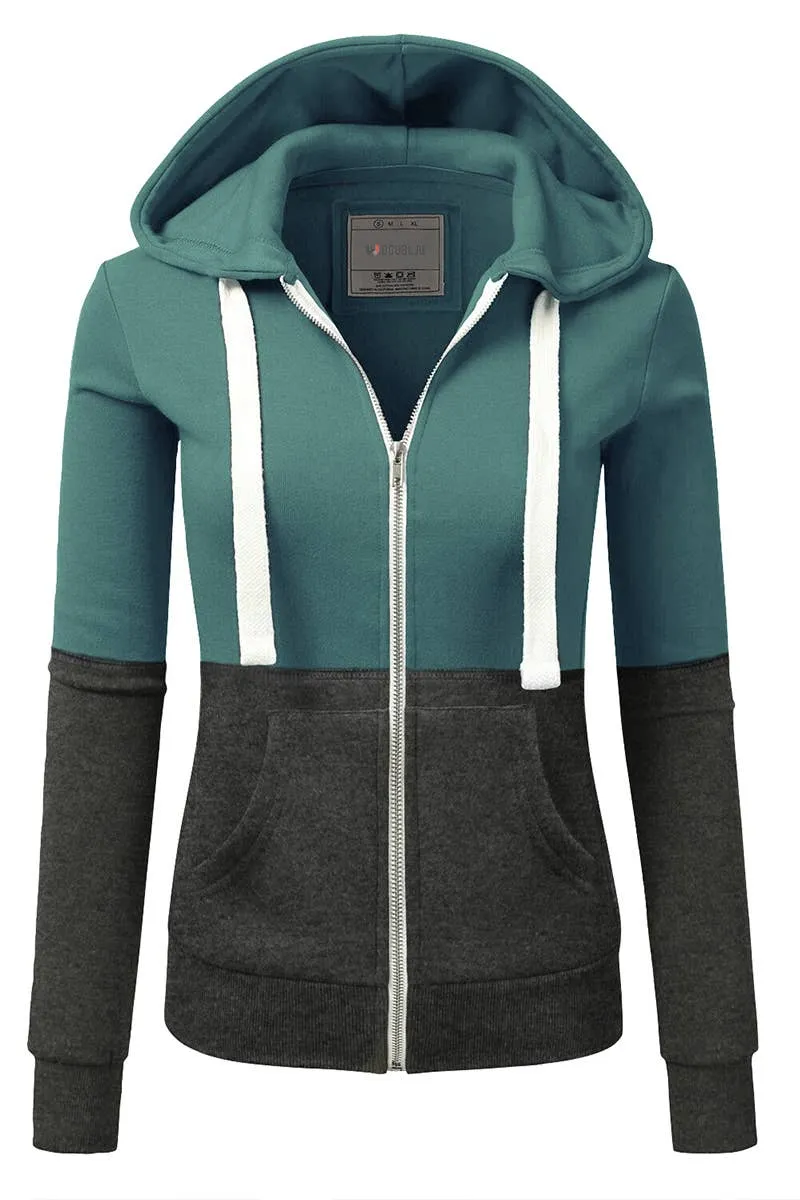 Relaxed Top COLOR BLOCKING LONG SLEEVED HOODIE_CWOHOL422