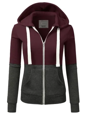 COLOR BLOCKING LONG SLEEVED HOODIE_CWOHOL422 Non Chafing Side Seams Tubular Body Construction
