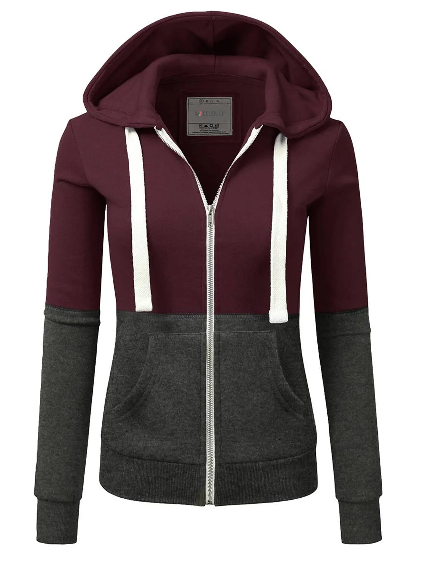 COLOR BLOCKING LONG SLEEVED HOODIE_CWOHOL422 Non Chafing Side Seams Tubular Body Construction
