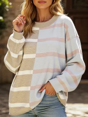 Color-blocking striped long-sleeved top Compression Fit Technology WrinkleResistant Cloth