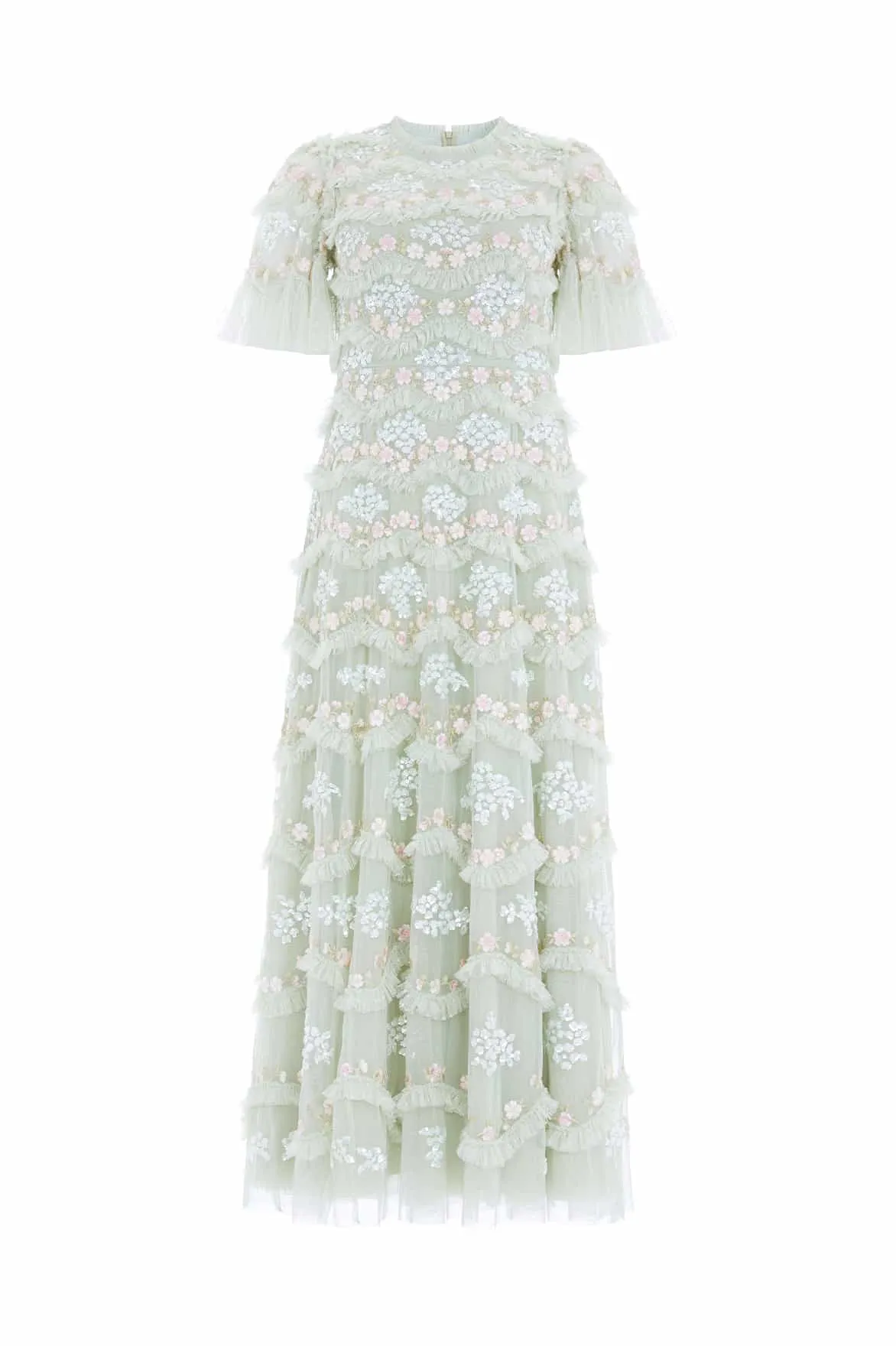 Calm Drape Bright-Hue Daisy Wave Ankle Gown