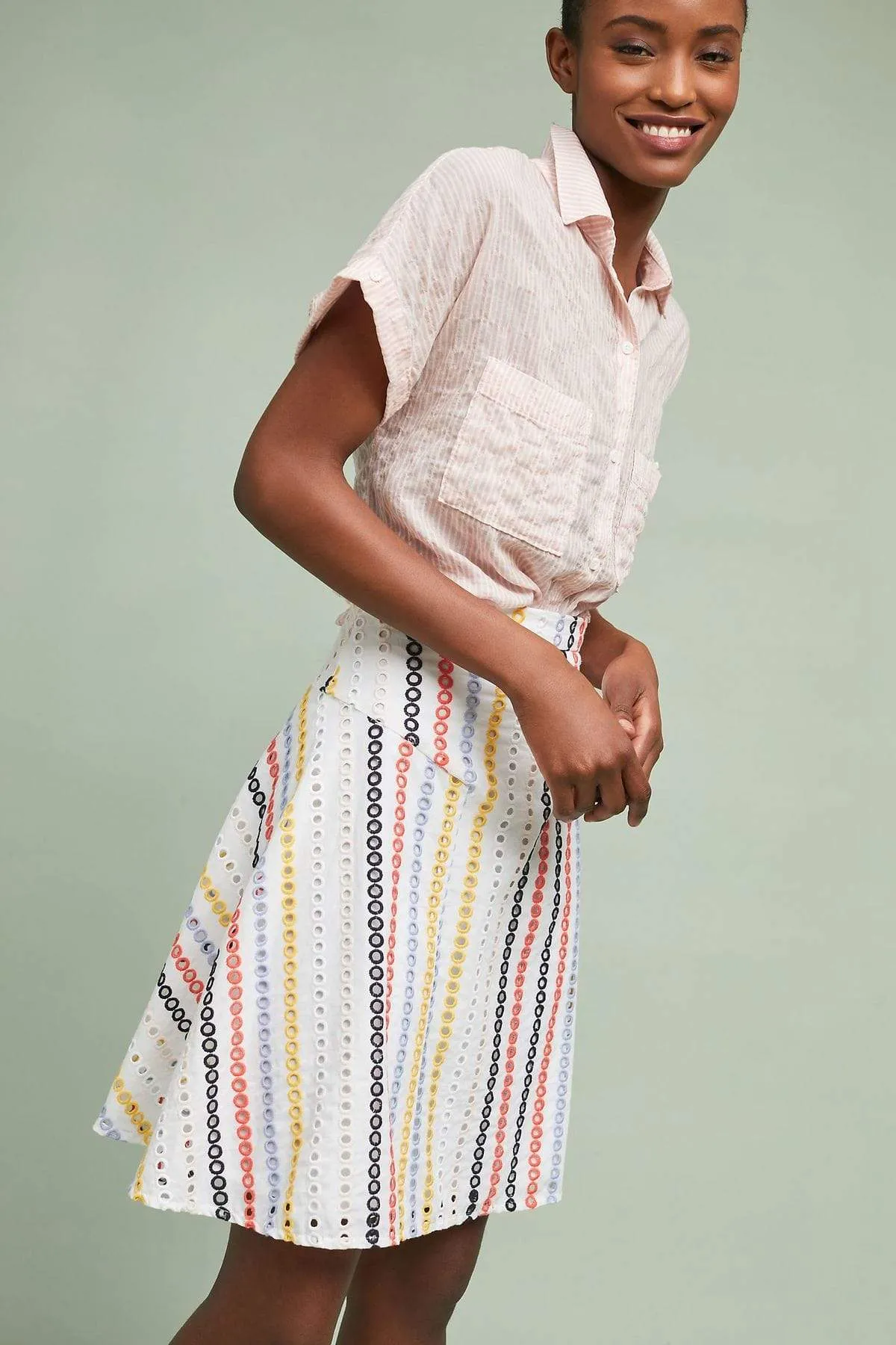 Colorful Eyelet Skirt Affordable Fashion