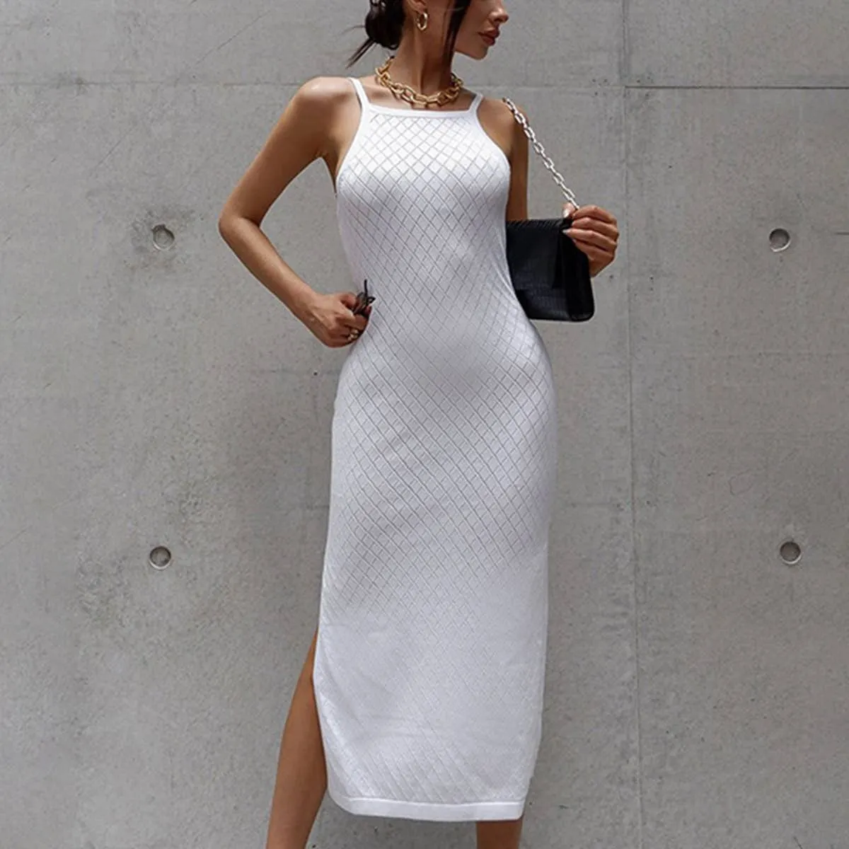 petite size Cool Elegance COTTON HALTER DRESS_CWDSD3406